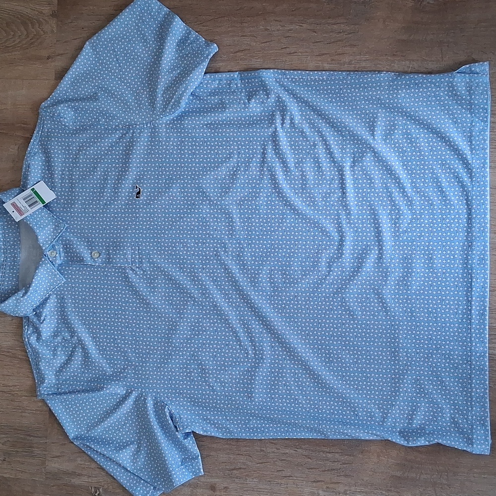 NEW Vineyard Vines Performance Men's Collar Polo, Size L, Baseball Design